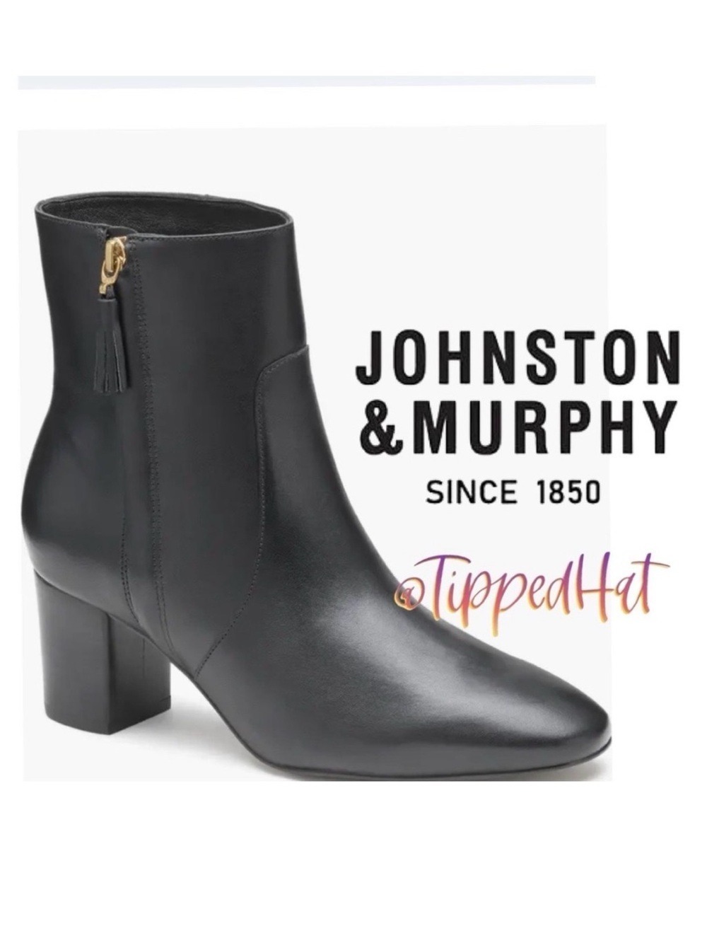 NWOB $228 Johnston & Murphy Leather Ankle Boots – Black – Size 10